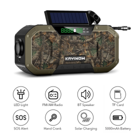 Solar Radio Hand Crank Emergency Flashlight Reading Light AM FM NOAA Phone Charger SOS Alarming Outdoor Survival Power Bank (Ships From: China)